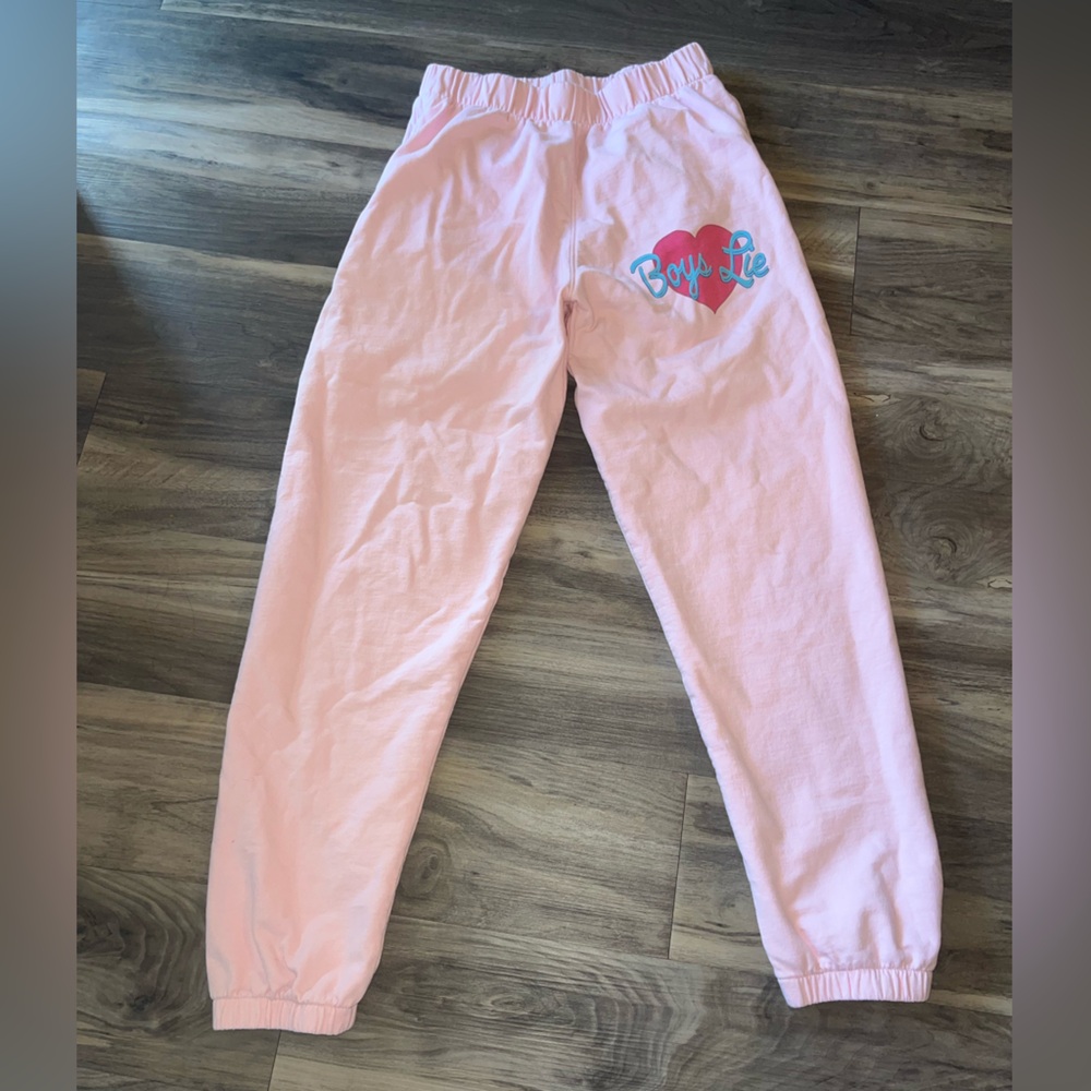 Boys Lie Pink cherub angel heart sweatpants